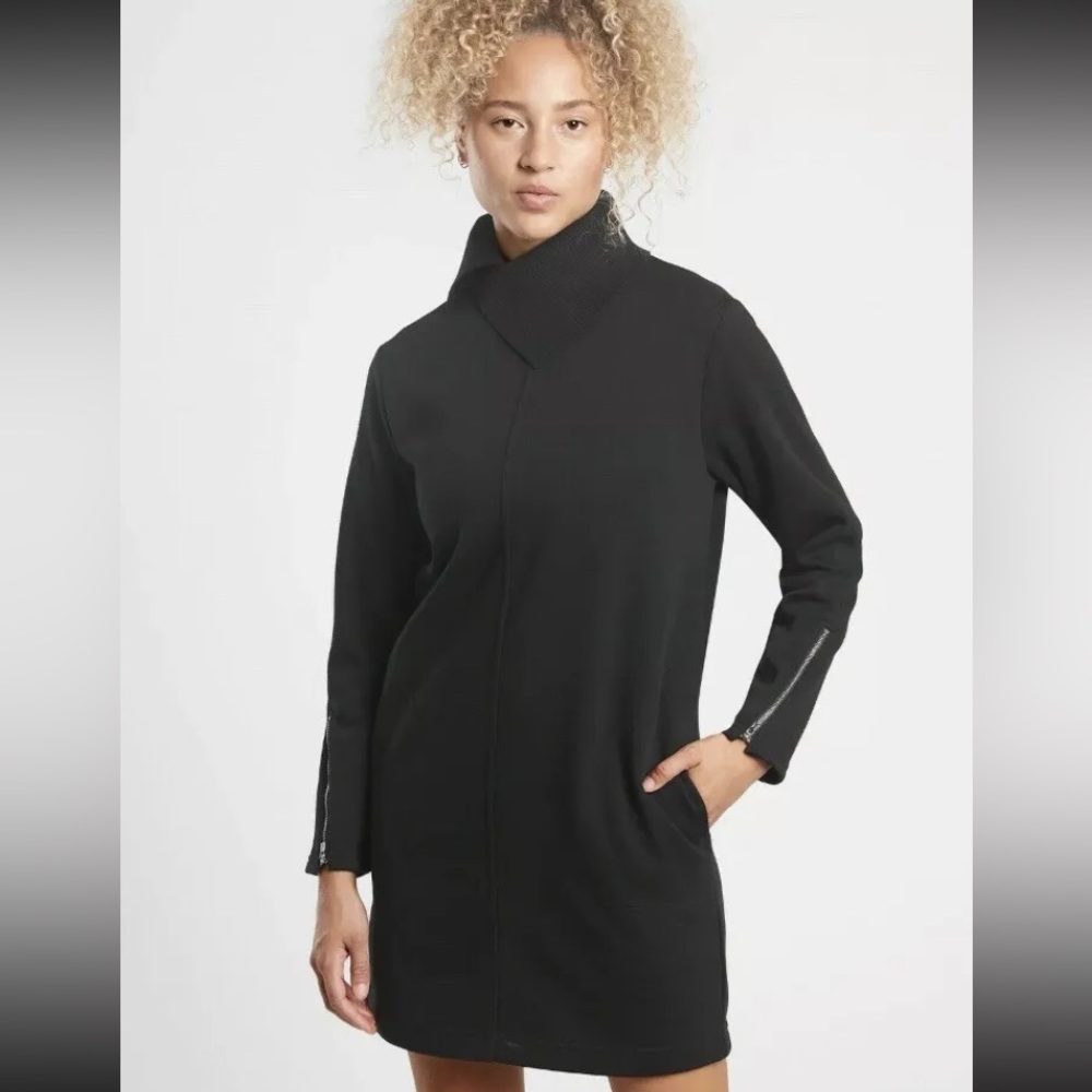 Athleta Black Cozy Karma Asym Dress